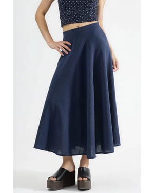 Hooggewaisted Textured A-Line Maxi Rok