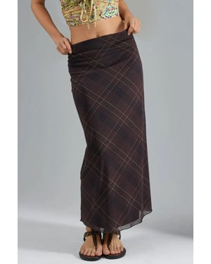 Mid Waist Patterned Maxi Skirt