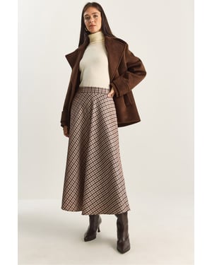 Geruite Hoge Taille Maxi Rok