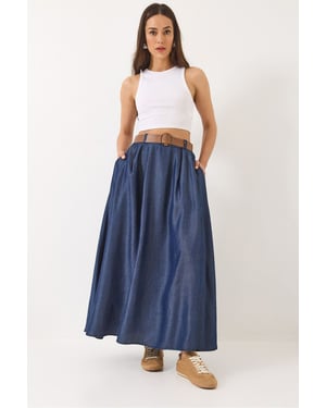 Maxi Denimrok met Gesp en Zakjes