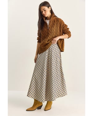 Geruite Hoge Taille Maxi Rok