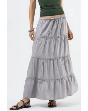 Hoge Taille Textuur A-Lijn Maxi Rok