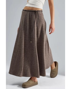 Textured Maxi Skirt with Tie Detail