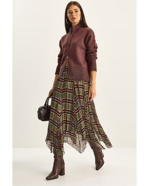 Geruite Midi Rok met Voering