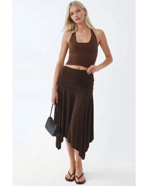 Asymmetrische Midi Rok met Drapé Detail