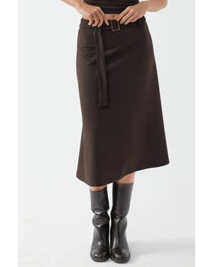 Hoge Taille Midi Rok met Boogdetail