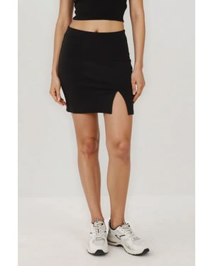 Elastische Taille Minirok met Split
