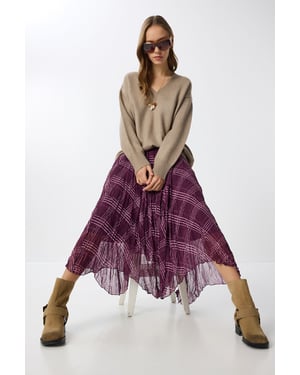 Hoge Taille Asymmetrische Midi Rok met Rits