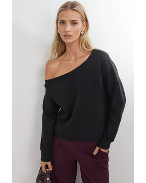Asymmetrische Kraag Relaxed Fit Sweatshirt