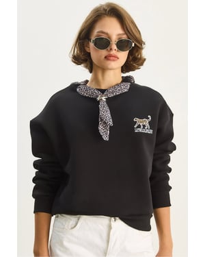 Rondhals Sweatshirt met Print Accessoire