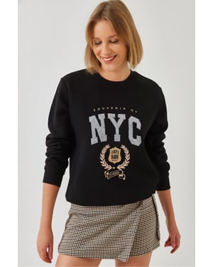 Geborduurde Ronde Hals Katoenen Sweatshirt