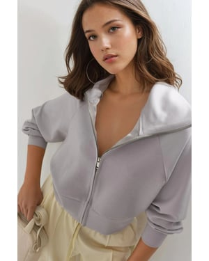Avslappnad passform med dragkedja sweatshirt
