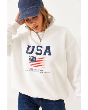 Ritssluiting Bedrukt Sweatshirt