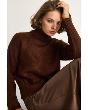 Oversized Stickad Turtleneck Tröja