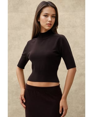 Structuur Turtleneck Crop Trui