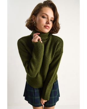 Oversized Stickad Turtleneck Tröja