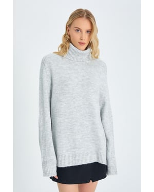 Lös passform Turtleneck Stickad Tröja