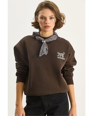 Crewneck sweatshirt met printaccessoire
