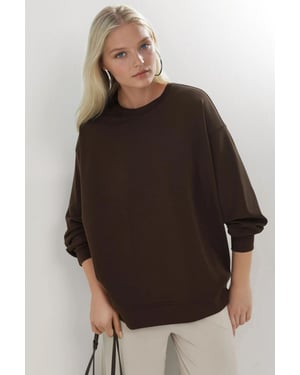Ontspannen Pasvorm Crewneck Gebreide Sweater
