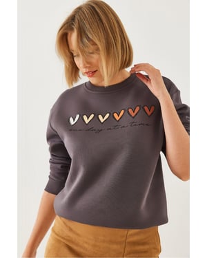 Hartpatroon Ronde Hals Sweatshirt