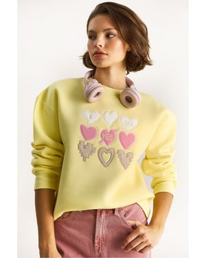 Hart Patch Applicatie Relaxed Fit Crew Neck Sweatshirt