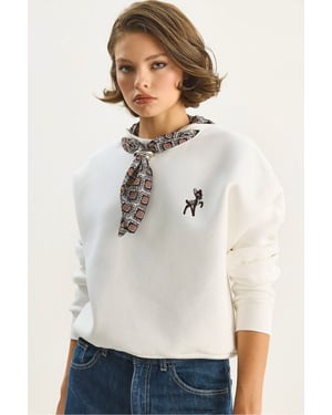 Embroidered Crew Neck Sweatshirt