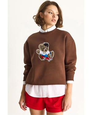 Geborduurd Sweatshirt met Ronde Hals en Lange Mouwen