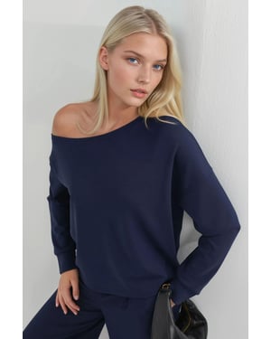 Asymmetrische Kraag Relaxed Fit Sweatshirt
