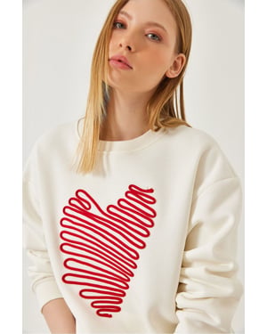 Geborduurd Ronde Hals Katoenen Sweatshirt