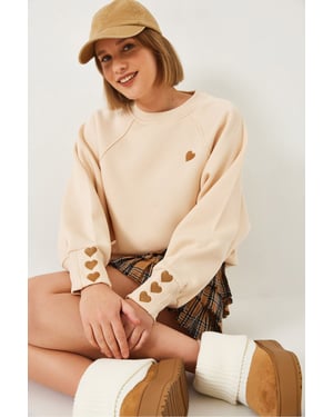 Geborduurd Sweatshirt met Ronde Hals en Lange Mouwen