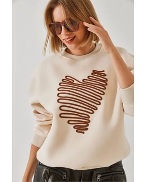 Geborduurd Ronde Hals Katoenen Sweatshirt