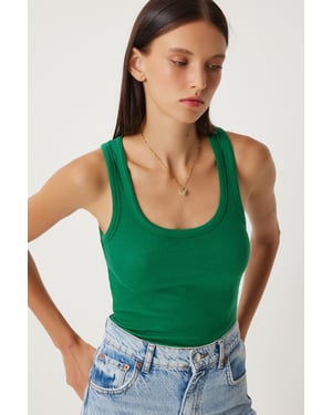Getailleerde Katoenen U-Hals Tanktop