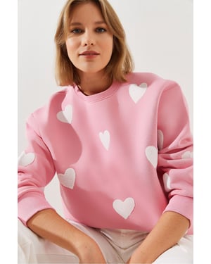 Överdimensionerad Broderad Crewneck Sweatshirt