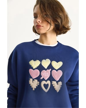 Hart Patches Appliqué Relaxed Fit Crewneck Sweatshirt