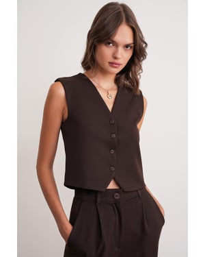 V-hals Geknoopte Vest