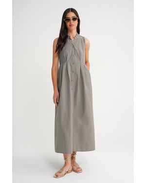 Geknoopte Tippet Kragen Maxi Jurk
