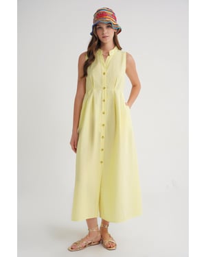 Geknoopte Tippet Kragen Maxi Jurk