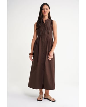Geknoopte Tippet Kraag Maxi Jurk