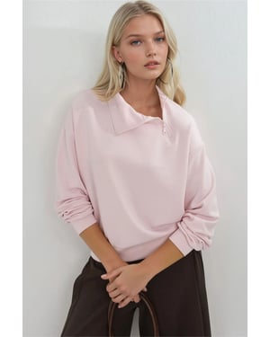 Avslappnad passform med dragkedja på kragen sweatshirt