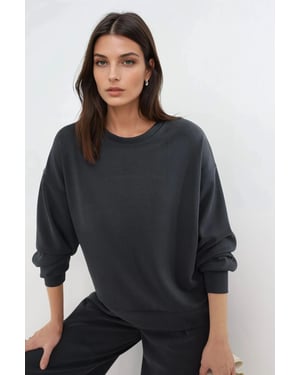 Avslappnad passform crew neck modal sweatshirt