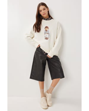 Överdimensionerad crew neck sweatshirt med tryckdetalj