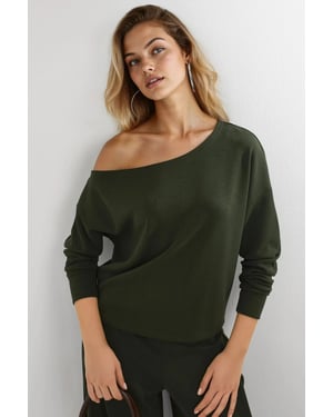 Asymmetrische Kraag Relaxed Fit Sweater