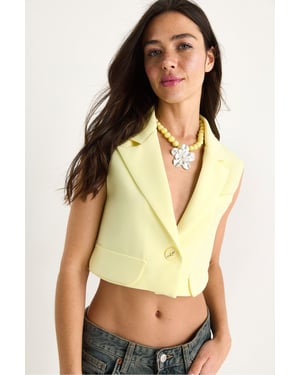 Fitted Crop Vest met Stola Kraag