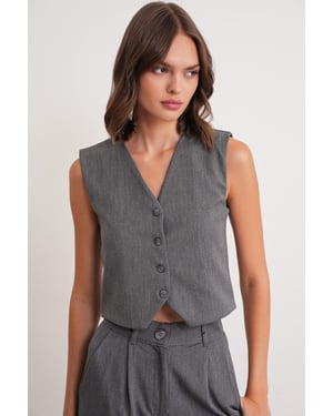 V-hals Geknoopte Vest