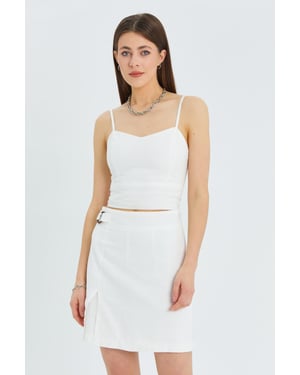 Hart Kraag Getailleerde Croplange Blouse