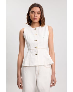 Denim Peplum Sleeveless Top