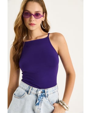 Getailleerde Katoenmix Halternek Cami Top
