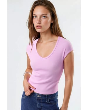 V-hals Ribbels Blouse