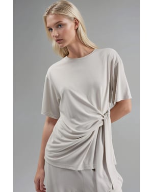 Losse Fit Crew Neck Modal Blouse met Strikdetail