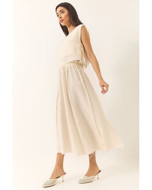 Textuur Blouse & Rok Muslin Stof Twee-Delige Set